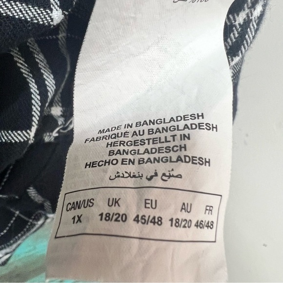 Pennington's DC Jeans Black & White Plaid Button Down Shirt 100% Cotton Size 1x - Picture 7 of 8